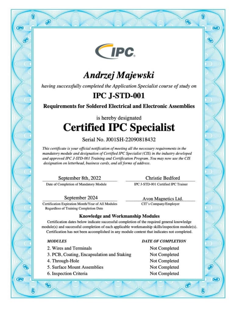 Ipc certificate
